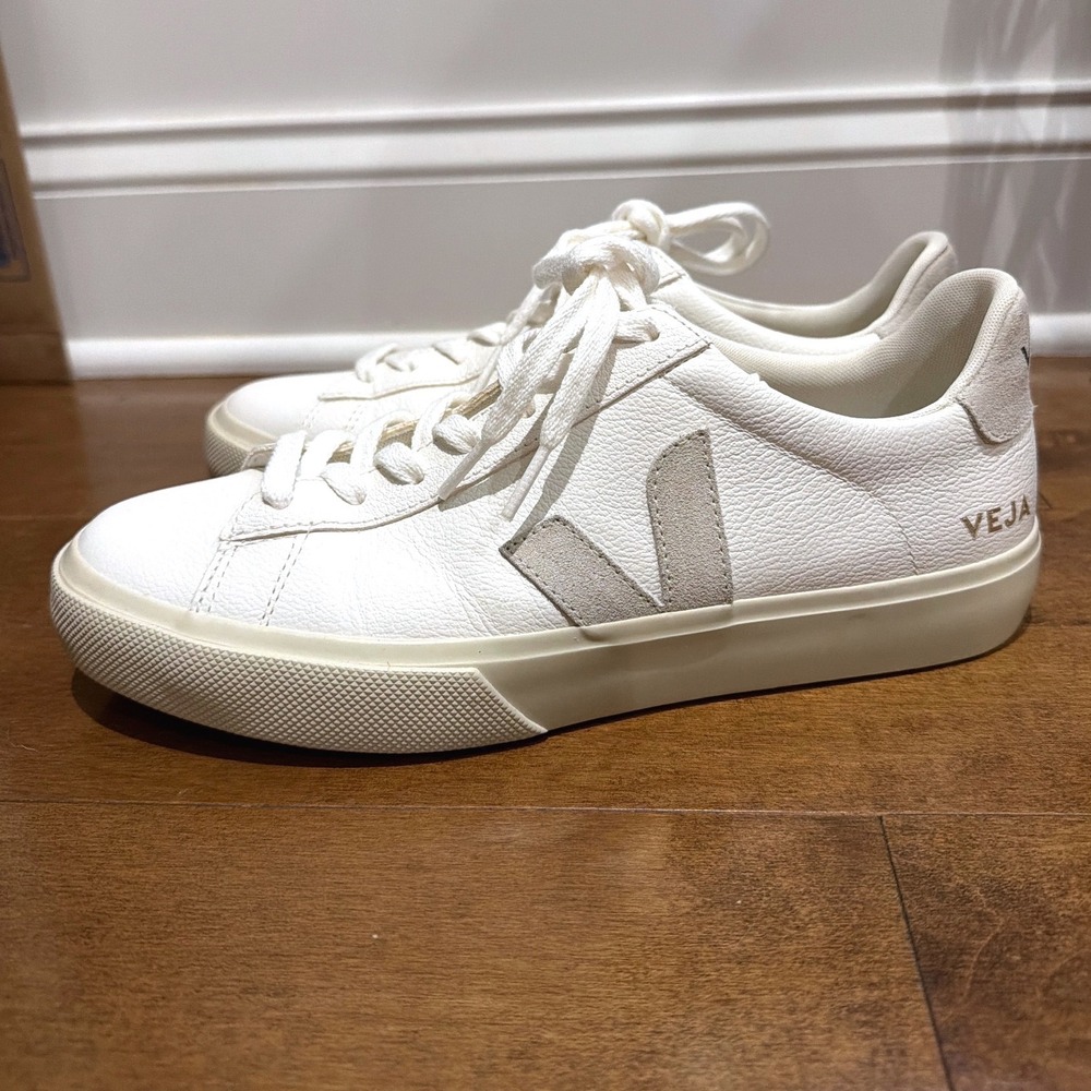 Veja Campo Leather Sneakers Mens 8 Womens 10 White Minimalist Sustainable Shoes